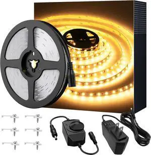Warm LED Strip Lights 16.4ft Dimmable Strip Lighting 3000K 5m 12v Tape Light 2835 LEDs Flexible Warm White Rope Light for Home Kitchen Under Cabinet Bedroom Christmas Decor Non-Waterproof Warm LED Strip Lights 16.4ft Dimmable Strip Lighting 3000K 5m 12v Tape Light 2835 LEDs Flexible Warm White Rope Light for Home Kitchen Under Cabinet Bedroom Christmas Decor Non-Waterproof