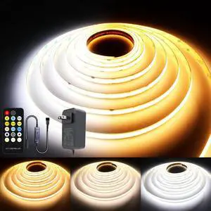 CCT COB LED Strip Lights 9.8ft Dimmable 2700K-6500K 24V Tunable White LED Light Strip Kit High Density CRI 90+ LED Strips with Remote Controller and Power Supply for Bedroom Kitchen Home Lighting CCT COB LED Strip Lights 9.8ft Dimmable 2700K-6500K 24V Tunable White LED Light Strip Kit High Density CRI 90+ LED Strips with Remote Controller and Power Supply for Bedroom Kitchen Home Lighting