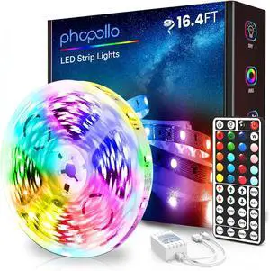 Led Strip Lights Color Changing 16.4ft Flexible 5050 RGB Led Lights Kit with Power Supply and 44 Keys Remote Led Strip Lights Color Changing 16.4ft Flexible 5050 RGB Led Lights Kit with Power Supply and 44 Keys Remote