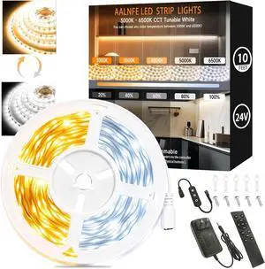 10 Ft LED Strip Lights 24V Dual White & Warm White LED Strip Light Kit Tunable 3000K-6000K with Dimming & Color Temperature Adjustment for Bedroom Mirror Home Lighting 10 Ft LED Strip Lights 24V Dual White & Warm White LED Strip Light Kit Tunable 3000K-6000K with Dimming & Color Temperature Adjustment for Bedroom Mirror Home Lighting