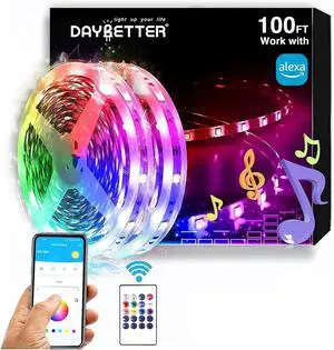 RGB Led Light Strips Kit Compatible with Alexa and Google Assistant Smart WiFi Led Strip Lights for Bedroom Room Decor Kitchen Home Party Decoration (100FT) RGB Led Light Strips Kit Compatible with Alexa and Google Assistant Smart WiFi Led Strip Lights for Bedroom Room Decor Kitchen Home Party Decoration (100FT)