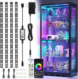 LED Strip Lights 4 Pcs 1.64FT RGB Small LED Light Strips Kit Dimmable RGB 5050 Color Changing Tape Lights TV Backlight Display Case Lights Shelves Lighting with APP & RF Remote and Power Supply LED Strip Lights 4 Pcs 1.64FT RGB Small LED Light Strips Kit Dimmable RGB 5050 Color Changing Tape Lights TV Backlight Display Case Lights Shelves Lighting with APP & RF Remote and Power Supply