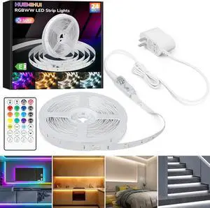 50Ft RGBWW+IC LED Strip Lights Dimmable Multi-Colored+3000K-6500K LED Lights with Remote Self-Adhesive Color Changing RGB Tape Lights 24V Cuttable DIY Light Strip for Home Bedroom Stair-50Ft 50Ft RGBWW+IC LED Strip Lights Dimmable Multi-Colored+3000K-6500K LED Lights with Remote Self-Adhesive Color Changing RGB Tape Lights 24V Cuttable DIY Light Strip for Home Bedroom Stair-50Ft