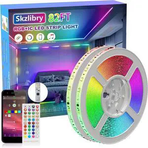 RGB+IC LED Strip Lights 82FT Smart LED Lights for Bedroom with Bluetooth APP and RF Remote Control Supports Color Changing Timer Function Music Sync for Home Decor RGB+IC LED Strip Lights 82FT Smart LED Lights for Bedroom with Bluetooth APP and RF Remote Control Supports Color Changing Timer Function Music Sync for Home Decor