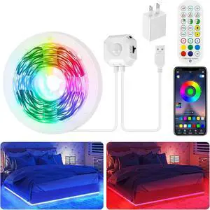 Motion Activated LED Strip Under Bed Lights 9.8Ft RGB LED Strip Lights with Motion Sensor Remote App Control Music Sync Motion Sensor LED Light Strip USB Powered for Bedroom Cabinet TV PC Motion Activated LED Strip Under Bed Lights 9.8Ft RGB LED Strip Lights with Motion Sensor Remote App Control Music Sync Motion Sensor LED Light Strip USB Powered for Bedroom Cabinet TV PC