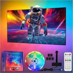 TV LED Backlight 12.5ft Cuttable LED Strip Lights That Change with 55-65 Inch TVs Screen and PC Monitor with Sensor Remote Control Game & Music Sync Color Changing Light TV LED Backlight 12.5ft Cuttable LED Strip Lights That Change with 55-65 Inch TVs Screen and PC Monitor with Sensor Remote Control Game & Music Sync Color Changing Light