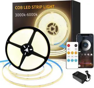 COB LED Strip Lights 3000K 65.6ft DC 24V Dimmable White Flexible LED Tape Light for Bedroom with Remote and app Control LED Tape Lights CRI90+ forLiving Room Shelf Cabinet Home Decoration COB LED Strip Lights 3000K 65.6ft DC 24V Dimmable White Flexible LED Tape Light for Bedroom with Remote and app Control LED Tape Lights CRI90+ forLiving Room Shelf Cabinet Home Decoration