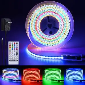 RGB+IC COB LED Strip 16.4ft WS2811 24V Addressable Color Changing Multicolor RGB LED Tape Lights Kit for Bedroom Gaming Room Party Lights RGB+IC COB LED Strip 16.4ft WS2811 24V Addressable Color Changing Multicolor RGB LED Tape Lights Kit for Bedroom Gaming Room Party Lights