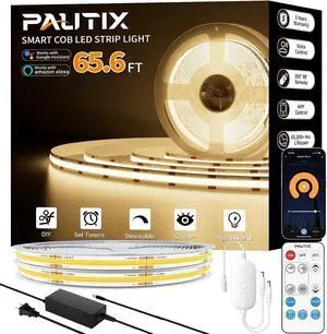 COB LED Strip Light 65.6ft/20m Work with Alexa/Google Assistant 9600 LEDs Warm White 3000K CRI93+ Super Bright High Lumen Dimmable 24V Flexible LED Light Strip for Bedroom Ceiling Office DIY COB LED Strip Light 65.6ft/20m Work with Alexa/Google Assistant 9600 LEDs Warm White 3000K CRI93+ Super Bright High Lumen Dimmable 24V Flexible LED Light Strip for Bedroom Ceiling Office DIY
