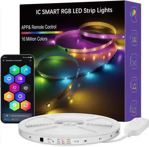 LED Strip Lights 50FT Smart IC RGB Segmented DIY Color Changing Rainbow Chasing Effects WiFi App/Voice Control Music Sync Works with Alexa & Google Assistant LED Lights for Bedroom Decor LED Strip Lights 50FT Smart IC RGB Segmented DIY Color Changing Rainbow Chasing Effects WiFi App/Voice Control Music Sync Works with Alexa & Google Assistant LED Lights for Bedroom Decor