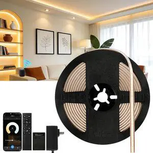 Smart COB LED Strip Light 32.8ft 24V Alexa Under Cabinet Dimmable | CRI90+ Dot-Free Lighting Tunable 2700K-6500K UL Listed Cuttable Adhesive Install for Kitchen Closet Display Shelves Smart COB LED Strip Light 32.8ft 24V Alexa Under Cabinet Dimmable | CRI90+ Dot-Free Lighting Tunable 2700K-6500K UL Listed Cuttable Adhesive Install for Kitchen Closet Display Shelves