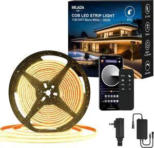 50FT COB LED Strip Light Outdoor Waterproof 15M Warm White 3000K Led Strip Lights Flexible 24V Remote & App Control Dimmable Led Tap Lighting for Room Bathroom Kitchen Patio Garden Cabinet Shelf 50FT COB LED Strip Light Outdoor Waterproof 15M Warm White 3000K Led Strip Lights Flexible 24V Remote & App Control Dimmable Led Tap Lighting for Room Bathroom Kitchen Patio Garden Cabinet Shelf