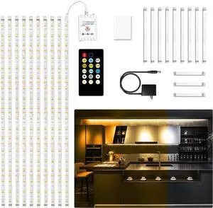 Under Cabinet Lighting kit 10 PCS LED Strip Lights with Remote Dimmable Under Cabinet Lights for Kitchen Cabinet Counter TV Back Showcase 2700K-6500K Warm to Daylight White Timing 16.4ft Under Cabinet Lighting kit 10 PCS LED Strip Lights with Remote Dimmable Under Cabinet Lights for Kitchen Cabinet Counter TV Back Showcase 2700K-6500K Warm to Daylight White Timing 16.4ft