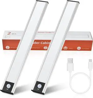 Under Cabinet Light 2 Pack 58 LED Rechargeable Motion Sensor Light 3 Color Stepless Dimmer Light Magnetic Under Counter Lighting Stick-on Wardrobe Light for RV Cupboard Garage Stair Under Cabinet Light 2 Pack 58 LED Rechargeable Motion Sensor Light 3 Color Stepless Dimmer Light Magnetic Under Counter Lighting Stick-on Wardrobe Light for RV Cupboard Garage Stair