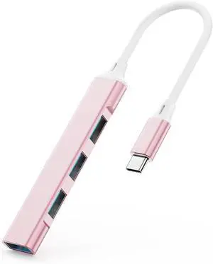 USB C to USB Hub Adapter 4 Port (1 USB 3.0 + 3 USB 2.0) 5Gbps High Speed Data Slim Aluminum Type C Hub for MacBook & USB-C Laptops (Pink) USB C to USB Hub Adapter 4 Port (1 USB 3.0 + 3 USB 2.0) 5Gbps High Speed Data Slim Aluminum Type C Hub for MacBook & USB-C Laptops (Pink)