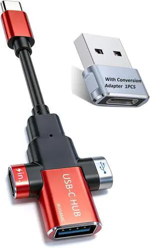 Small USB C HUB for Laptop 60W Fast Charging and 480Mbps Data Transfer USB C Docking Station USB C Splitter USB C Dongle for MacBook Pro iMac iPhone 17 XPS. (HUB+USB Adapter 2-pcs) Small USB C HUB for Laptop 60W Fast Charging and 480Mbps Data Transfer USB C Docking Station USB C Splitter USB C Dongle for MacBook Pro iMac iPhone 17 XPS. (HUB+USB Adapter 2-pcs)