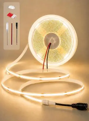 COB LED Tape Lights 3000K Warm White 16.4ft Adapter Not Inc. | 2400LEDs 360lm/ft CRI90+ 24V DC Dotless Seamless Ribbon Flexible Cuttable Dimmable Strip Light Cabinet Bedroom Decor COB LED Tape Lights 3000K Warm White 16.4ft Adapter Not Inc. | 2400LEDs 360lm/ft CRI90+ 24V DC Dotless Seamless Ribbon Flexible Cuttable Dimmable Strip Light Cabinet Bedroom Decor