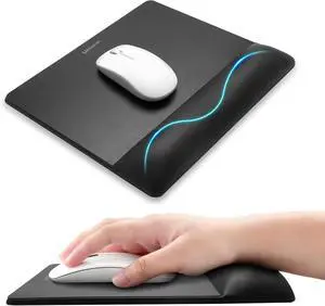 Wide Size Mouse Pad with Wrist Rest Premium PU Material Low-Rebound Cushion Ergonomic Design Comfortable Wide-Size Operation Smooth Mouse Control with Hard Plate Reduces Fatigue(Black) Wide Size Mouse Pad with Wrist Rest Premium PU Material Low-Rebound Cushion Ergonomic Design Comfortable Wide-Size Operation Smooth Mouse Control with Hard Plate Reduces Fatigue(Black)