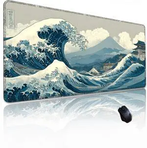 Kanagawa Wave Surfing Mouse pad Large Japanese sea Anime Desk mat with Sewn Edges microwoven Fabric Easy to Clean Suitable for Laptop Gaming Mouse pad (31.5x11.8in) Kanagawa Wave Surfing Mouse pad Large Japanese sea Anime Desk mat with Sewn Edges microwoven Fabric Easy to Clean Suitable for Laptop Gaming Mouse pad (31.5x11.8in)