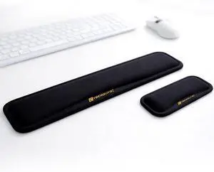 Ergonomic Keyboard Wrist Rest and Mouse Pad Set Silicone Gel Wrist Support with Non-Slip PU Base Soft Lycra Desk Accessories for Office Gaming & Laptop Ergonomic Keyboard Wrist Rest and Mouse Pad Set Silicone Gel Wrist Support with Non-Slip PU Base Soft Lycra Desk Accessories for Office Gaming & Laptop
