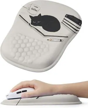 Ergonomic Mouse Pad with Cute Black Cat Design for Carpal Tunnel Pain Relief 65% Usable Mouse Area Memory Foam Concave Wrist Rest for Office PC Gaming Ergonomic Mouse Pad with Cute Black Cat Design for Carpal Tunnel Pain Relief 65% Usable Mouse Area Memory Foam Concave Wrist Rest for Office PC Gaming