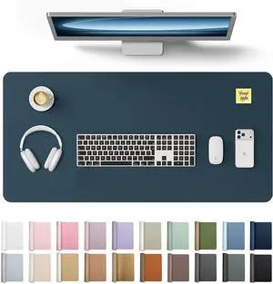 Leather Desk Protector Office Mat Large Mouse Mat Non-Slip PU Leather Blotter Laptop Pad Waterproof Writing Pad for Office and Home (Dark Blue 31.5 x 15.8) Leather Desk Protector Office Mat Large Mouse Mat Non-Slip PU Leather Blotter Laptop Pad Waterproof Writing Pad for Office and Home (Dark Blue 31.5 x 15.8)