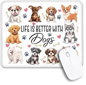 Life is Better with Dogs Mouse Pad Funny Dogs Design 10.2x8.3 inches Microfiber Non-slip Office Life is Better with Dogs Mouse Pad Funny Dogs Design 10.2x8.3 inches Microfiber Non-slip Office