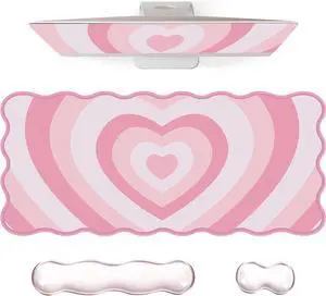 Pink Heart Mouse Pad Set Scalloped XXL Desk Mat + Ergonomic Mouse Wrist Rest + Gel Keyboard Wrist Rest for Keyboard 65%/75% 3in1 Large Desk Pad for Desktop Home Office Computer Game Pink Heart Mouse Pad Set Scalloped XXL Desk Mat + Ergonomic Mouse Wrist Rest + Gel Keyboard Wrist Rest for Keyboard 65%/75% 3in1 Large Desk Pad for Desktop Home Office Computer Game