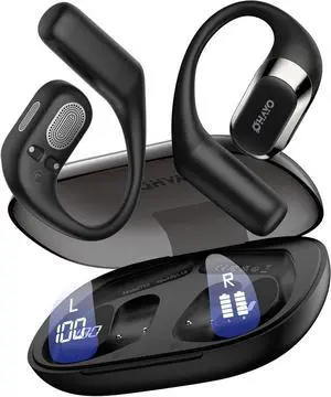 Open Ear Headphones Over Ear Earbuds with Ergonomic Earhook Bluetooth Headphones 5.4 with Smart Digital Display 40H Playtime IPX6 Waterproof Touch Control Operate Fit Cycling Running Workout Open Ear Headphones Over Ear Earbuds with Ergonomic Earhook Bluetooth Headphones 5.4 with Smart Digital Display 40H Playtime IPX6 Waterproof Touch Control Operate Fit Cycling Running Workout