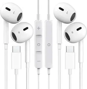 2 Pack USB C Headphones for iPhone 17 16 15 Type C Wired Earbuds with Microphone & Remote Control HiFi Stereo Noise Cancelling In-Ear Earphones for iPad for Galaxy S25 S24 S23 S22 for Pixel 9 8 7 2 Pack USB C Headphones for iPhone 17 16 15 Type C Wired Earbuds with Microphone & Remote Control HiFi Stereo Noise Cancelling In-Ear Earphones for iPad for Galaxy S25 S24 S23 S22 for Pixel 9 8 7