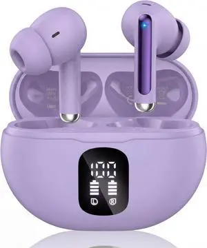 Wireless Earbuds Bluetooth 5.4 Headphones with 50H Playback Deep Bass Stereo Ear Buds Clear Calls with LED Power Display IPX7 Waterproof in-Ear Earphones with Mic for Phone/Android/iPad Purple Wireless Earbuds Bluetooth 5.4 Headphones with 50H Playback Deep Bass Stereo Ear Buds Clear Calls with LED Power Display IPX7 Waterproof in-Ear Earphones with Mic for Phone/Android/iPad Purple