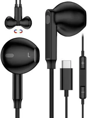 Wired Earbuds USB C for iPhone 17e 16e 17 Air 16 Pro Max 15 | Black | Type C Corded Earphones Earpods Cable with Mic USB C Wired Headphones for Galaxy S26 S25 S24 Ultra S23 Pixel 10 9 Wired Earbuds USB C for iPhone 17e 16e 17 Air 16 Pro Max 15 | Black | Type C Corded Earphones Earpods Cable with Mic USB C Wired Headphones for Galaxy S26 S25 S24 Ultra S23 Pixel 10 9
