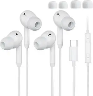 USB C Wired Earbuds USB C Headphones Wired with Microphone 2 Pack for iPhone 17/16/15 Pro Max Plus Type C in-Ear Earphones HiFi Stereo No Latency Comfortable for All-Day Use for Android USB C Wired Earbuds USB C Headphones Wired with Microphone 2 Pack for iPhone 17/16/15 Pro Max Plus Type C in-Ear Earphones HiFi Stereo No Latency Comfortable for All-Day Use for Android