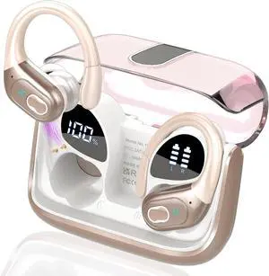 Wireless Earbuds 75hrs Bluetooth 5.4 Headphone Sport 2026 Bluetooth Earbuds Stereo Deep Bass Over Ear Bud with Earhooks ENC Noise Cancelling Mic IPX7 Waterproof Earphone for Gym/Workout Rose Gold Wireless Earbuds 75hrs Bluetooth 5.4 Headphone Sport 2026 Bluetooth Earbuds Stereo Deep Bass Over Ear Bud with Earhooks ENC Noise Cancelling Mic IPX7 Waterproof Earphone for Gym/Workout Rose Gold