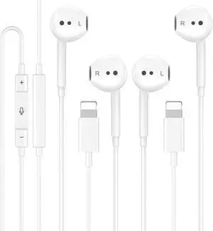 2 Pack Wired Headphones for iPhone Earbuds Built-in Microphone & Volume Control Nosie Reduction Headsets Compatible with iPhone 14/13/12/11/XR/XS/X/8/7/SE/Pro/Pro Max/Support All iOS System 2 Pack Wired Headphones for iPhone Earbuds Built-in Microphone & Volume Control Nosie Reduction Headsets Compatible with iPhone 14/13/12/11/XR/XS/X/8/7/SE/Pro/Pro Max/Support All iOS System