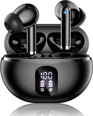 Wireless Earbuds Bluetooth 5.4 Ear Buds Bass Stereo Headphones with Noise Cancelling Mic LED Display in Ear Earphones Clear Calls IP7 Waterproof Bluetooth Earbuds for Phone/Android/iPad Black Wireless Earbuds Bluetooth 5.4 Ear Buds Bass Stereo Headphones with Noise Cancelling Mic LED Display in Ear Earphones Clear Calls IP7 Waterproof Bluetooth Earbuds for Phone/Android/iPad Black
