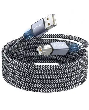 USB Printer Cable 20 Foot - Nylon Braided High Speed Long USB2.0 A to B Printer Cord for Scanner & MIDI USB Printer Cable 20 Foot - Nylon Braided High Speed Long USB2.0 A to B Printer Cord for Scanner & MIDI