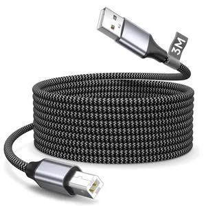 USB A to USB B Printer Cable 10FT Nylon Braided High Speed USB 2.0 Type A to Type B Scanner Cable Cord for for Office/Home/Studio USB A to USB B Printer Cable 10FT Nylon Braided High Speed USB 2.0 Type A to Type B Scanner Cable Cord for for Office/Home/Studio