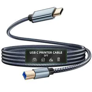 Printer Cable USB B to USB C 5ft Nylon Braided Type B to Type C Printers Cord to USBC Computer for MacBook Pro Air for ///// Scanner Keyboard DJ Controller Grey Printer Cable USB B to USB C 5ft Nylon Braided Type B to Type C Printers Cord to USBC Computer for MacBook Pro Air for ///// Scanner Keyboard DJ Controller Grey