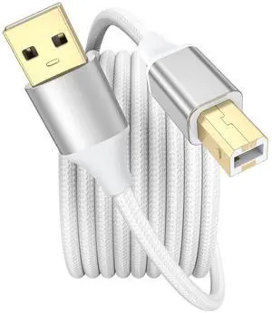 White Printer Cable USB Printer Cable 10 Feet Nylon Braided USB A to B Printer Cord High-Speed Compatible with Cricut Scanner Piano White Printer Cable USB Printer Cable 10 Feet Nylon Braided USB A to B Printer Cord High-Speed Compatible with Cricut Scanner Piano