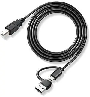 2 in 1 USB-B 2.0 Cable for Printer or External Hard Drive 6.5 Ft | Universal USB C/A Port Compatible with and more 2 in 1 USB-B 2.0 Cable for Printer or External Hard Drive 6.5 Ft | Universal USB C/A Port Compatible with and more