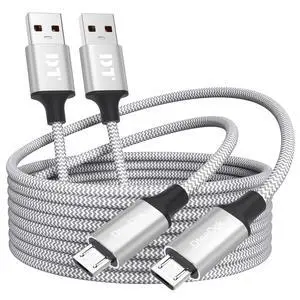 USB to Micro USB Cable 10 ft long 2 Pack 15W Charging & 480Mbps Data Transfer USB Type A to Micro-USB Cord Braided 10 Foot for PS4 Kindle Nokia Old Android Phones Tablets and More MicroUSB Devices USB to Micro USB Cable 10 ft long 2 Pack 15W Charging & 480Mbps Data Transfer USB Type A to Micro-USB Cord Braided 10 Foot for PS4 Kindle Nokia Old Android Phones Tablets and More MicroUSB Devices