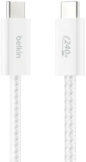 USB C to USB C Cable, 3.3ft, 240W - Type C Charger, iPhone Charger Cord, Soft, Braided, Flexible for iPhone 17, Galaxy S25, Pixel 9, MacBook, Chromebook, iPad Pro, Switch Steam Deck White USB C to USB C Cable, 3.3ft, 240W - Type C Charger, iPhone Charger Cord, Soft, Braided, Flexible for iPhone 17, Galaxy S25, Pixel 9, MacBook, Chromebook, iPad Pro, Switch Steam Deck White