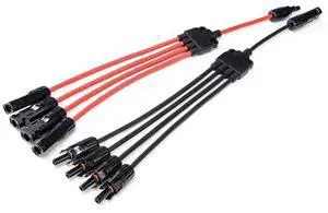 Solar y connector ,Solar Panel Connectors, 4 to 1 Splitter,Y Branch Connectors 1 to 4 Solar Adapter Cable Plug Tool (M/FFFF,F/MMMM) 1500V, 4 Way Parallel, 12/10 AWG (Red-Black)length:19.9in(2pcs) Solar y connector ,Solar Panel Connectors, 4 to 1 Splitter,Y Branch Connectors 1 to 4 Solar Adapter Cable Plug Tool (M/FFFF,F/MMMM) 1500V, 4 Way Parallel, 12/10 AWG (Red-Black)length:19.9in(2pcs)