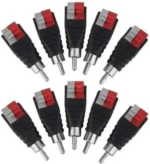Speaker Wire Cable to Audio Male RCA Connector Adapter Jack Plug 10pcs/Set Speaker Wire Cable to Audio Male RCA Connector Adapter Jack Plug 10pcs/Set