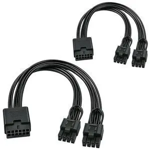 12VHPWR Cable Extension, 2 Packs 16 Pin Female to Dual 8 Pin(6+2) Male PCIe Conversion GPU Power Cable for Power Supply with 12+4pin 12VHPWR Port 7in(18cm) 12VHPWR Cable Extension, 2 Packs 16 Pin Female to Dual 8 Pin(6+2) Male PCIe Conversion GPU Power Cable for Power Supply with 12+4pin 12VHPWR Port 7in(18cm)