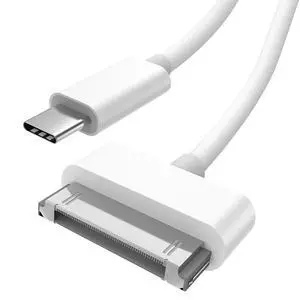 30-Pin to USB C Adapter Cable for iPhone, iPad, iPod 3ft (Next-Generation Data Cable/Charging Cable from USB C to Dock Connector for iPhone 4S/4/3G/3/1, iPad 3/2/1, iPod, White 30-Pin to USB C Adapter Cable for iPhone, iPad, iPod 3ft (Next-Generation Data Cable/Charging Cable from USB C to Dock Connector for iPhone 4S/4/3G/3/1, iPad 3/2/1, iPod, White