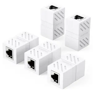 RJ45 Coupler Ethernet Extender Connector 5 Pack Inline Coupler Cat7 Cat6 Cat5e Ethernet Cable Adapter Female to Female White RJ45 Coupler Ethernet Extender Connector 5 Pack Inline Coupler Cat7 Cat6 Cat5e Ethernet Cable Adapter Female to Female White