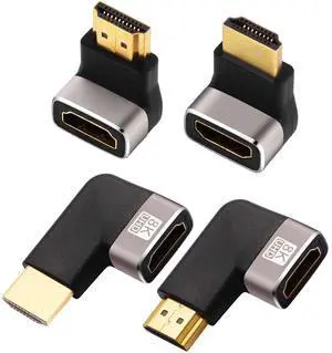 8K HDMI Eblow 4-Pack HDMI Right Angle Adapter 90 and 270 Degree Gold Plated, Support 8K@60Hz,4K@120Hz,HDR,eARC for PC Laptop HDTV Switch 8K HDMI Eblow 4-Pack HDMI Right Angle Adapter 90 and 270 Degree Gold Plated, Support 8K@60Hz,4K@120Hz,HDR,eARC for PC Laptop HDTV Switch