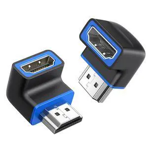 2-Pack 48Gbps 8K Right Angle HDMI 2.1 Adapter with HDR, Supports 8K@60Hz / 4K@240Hz, 90 Degree HDMI Adapter Male to Female, Black 2-Pack 48Gbps 8K Right Angle HDMI 2.1 Adapter with HDR, Supports 8K@60Hz / 4K@240Hz, 90 Degree HDMI Adapter Male to Female, Black